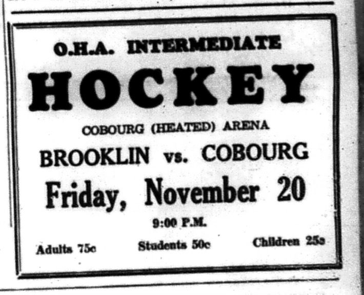 1964-11-18 Hockey - Boys - OHA Intermediate - Brooklin Vs. Cobourg
