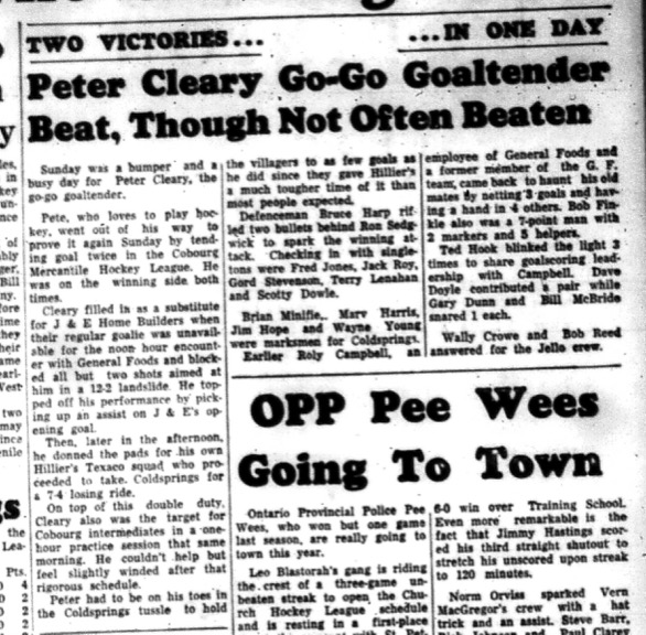 1964-11-18 Hockey - Men - Cobourg Mercantile Hockey League - J _ E - Goaltender