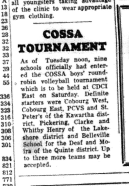 1964-11-18 School - Volleyball - Boys - CDCI East - COSSA