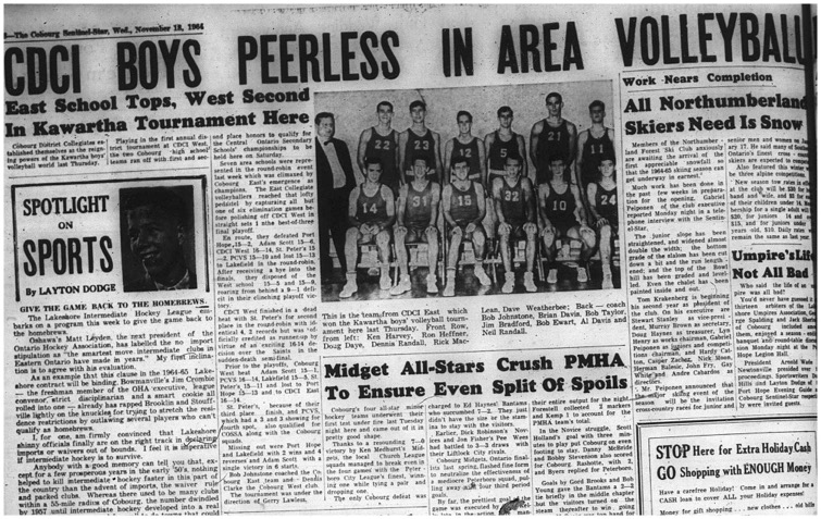 1964-11-18 School - Volleyball - Boys - CDCI West - Kawartha Tournament