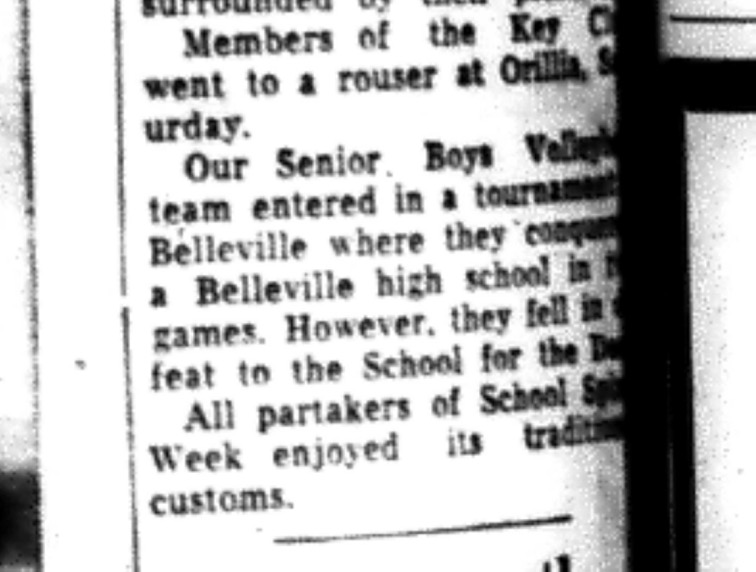 1964-11-25 School - Volleyball - Boys - Belleville Tournament