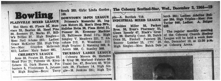 1964-12-02 Bowling - Mixed- Childrens League - Thursday Ladies League - Childrens League - Industrial Mixed League
