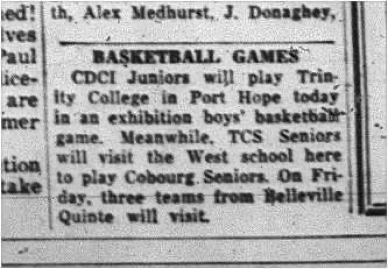 1964-12-02 School - Basketball - Boys - CDCI Juniors Vs. TCS Seniors