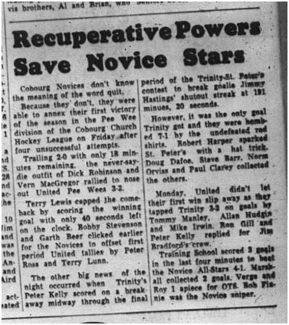 1964-12-09 Hockey - Boys - CCHL - Cobourg Novices - Peewee Division