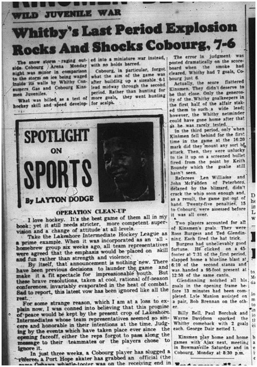 1964-12-09 Hockey - Boys - Cobourg Kinsmen Juveniles Vs. Whitby