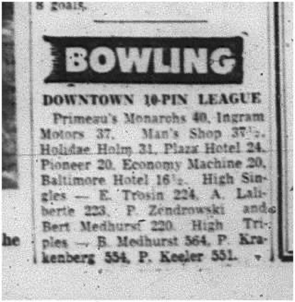 1964-12-16 Bowling - Mens - Downtown 10-Pin League