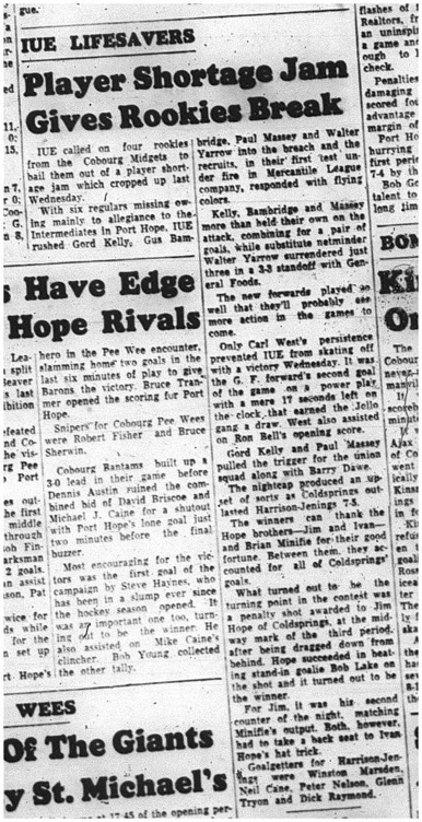 1964-12-16 Hockey - Boys - Cobourg Mercantile Hockey League - Cobourg Midgets - IUE