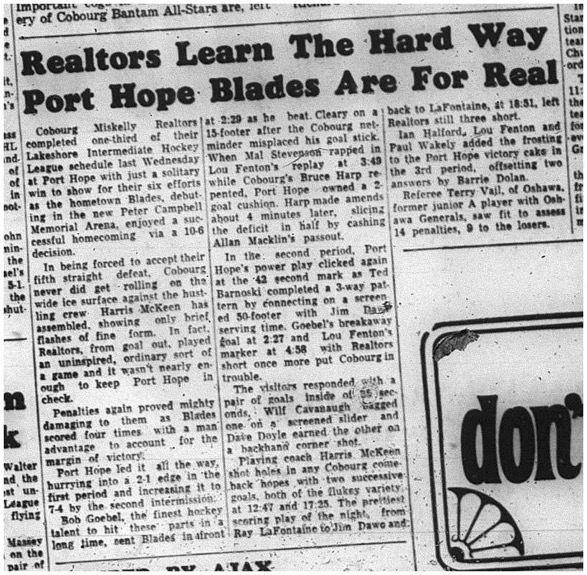 1964-12-16 Hockey - Boys - Lakeshore Intermediate Hockey League - Cobourg Miskelly Realtors Vs. Port Hope