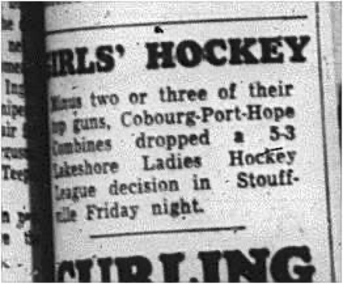 1964-12-16 Hockey - Girls - Cobourg-Port Hope - Lakeshore Ladies Hockey League - Stouffvile
