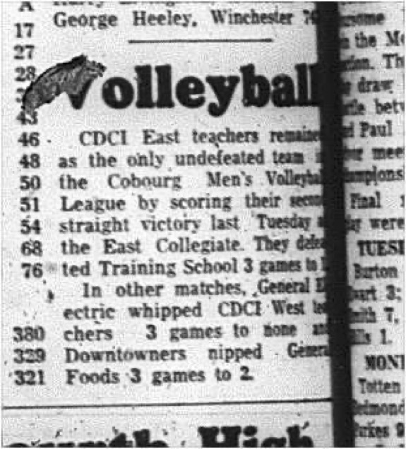 1964-12-16 Volleyball - Mens - Cobourg Mens Volleyball League - CDCI East Teachers
