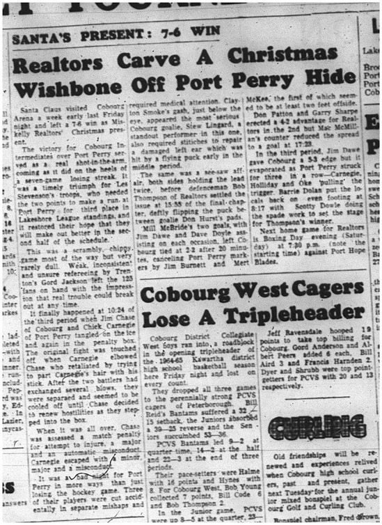 1964-12-23 Hockey - Boys - Intermediates - Miskelly Realtors Vs. Port Perry