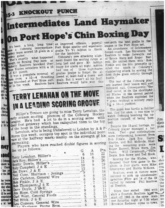 1964-12-30 Hockey - Boys - Miskelly Realtors Vs.Port Hope Blades