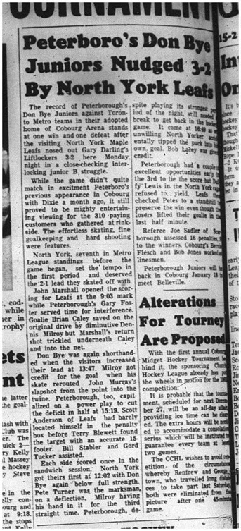 1964-12-30 Hockey - Boys - Peterborough Don Bye Juniors Vs. North York Leafs - Cobourg Arena