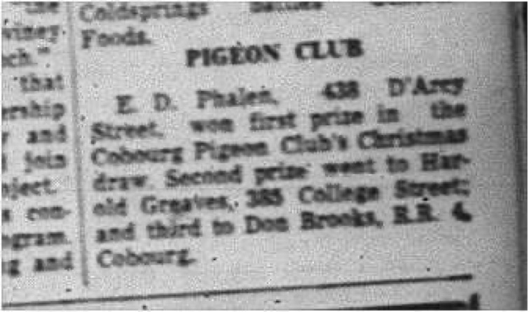 1964-12-30 Pigeon Racing - Cobourg Pigeon Club