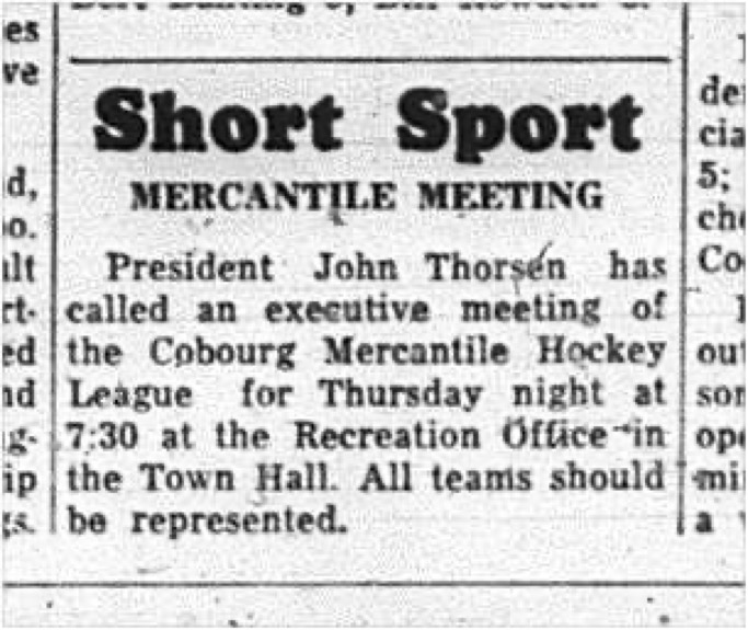 1965-01-06 Hockey - Men - Cobourg Mercantile Hockey League - Meeting