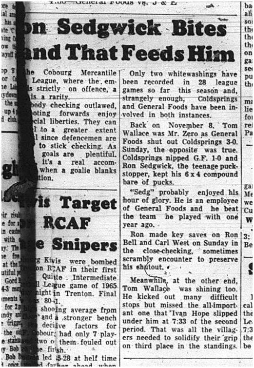 1965-01-06 Hockey - Men - Cobourg Mercantile Hockey League