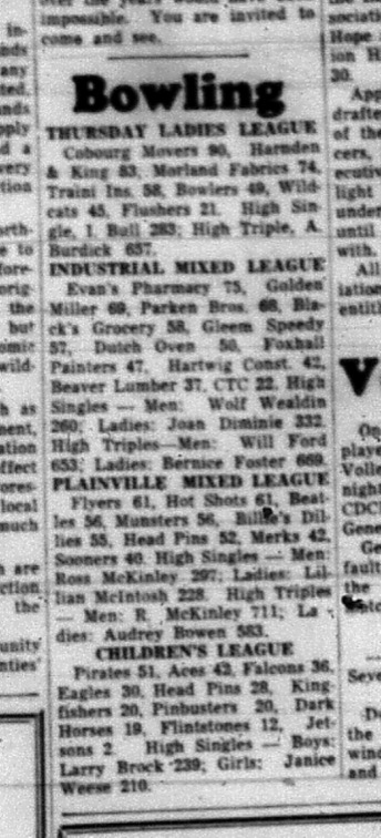 1965-01-13 Bowling - Mixed - Cobourg Bowling League - Ladies - Mixed - Childrens