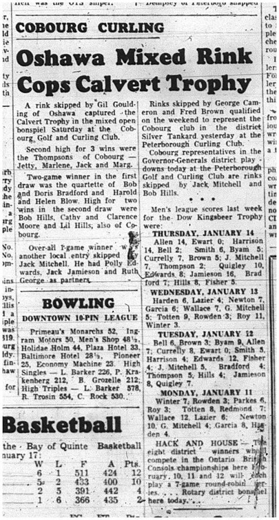 1965-01-20 Curling - Mixed - Cobourg Golf and Curling Club - Mixed Rink - Oshawa