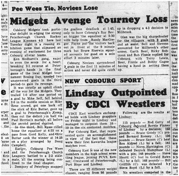 1965-01-20 Hockey - Boys - Cobourg Midgets Vs. Peterborough Church Hockey League