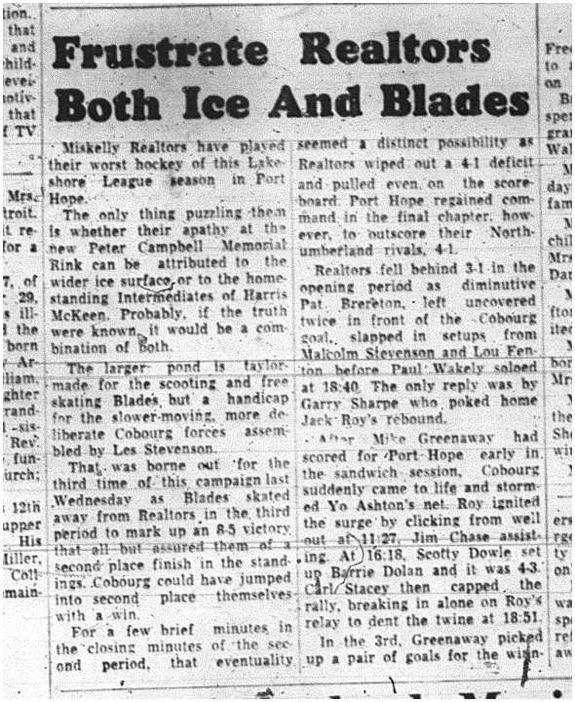 1965-01-20 Hockey - Boys - Lakeshore Intermediate Hockey League - Miskelly Realtors