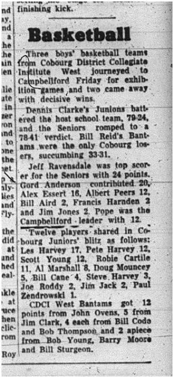 1965-01-20 School - Basketball - Boys - CDCI West Vs. Campbellford - Exhibition