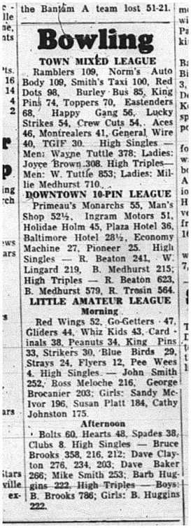 1965-01-27 Bowling - Mixed - Town Mixed League - Downtown 10-Pin - Little Amateurs