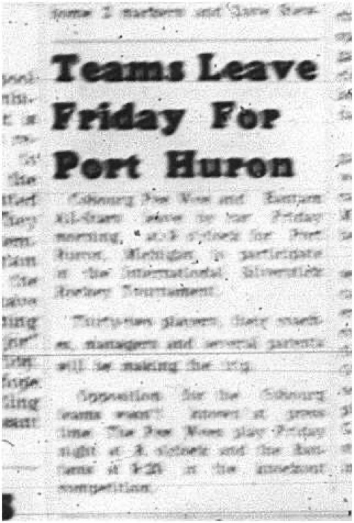 1965-01-27 Hockey - Boys - Cobourg Hockey League - Cobourg All-Stars - Peewees - Bantams - Port Huron