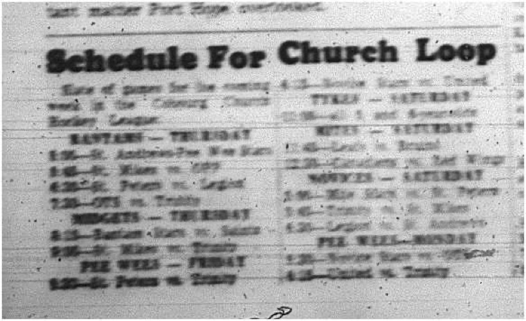 1965-02-02 Hockey - Boys - CCHL - Schedule