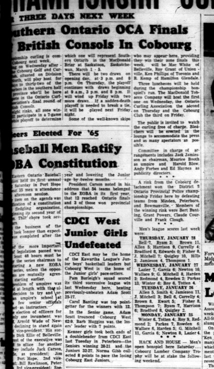 1965-02-03 Curling - Men - Cobourg Golf and Curling Club - OCA Finals