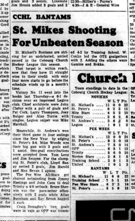 1965-02-03 Hockey - Boys - CCHL - St. Michaels - Bantams