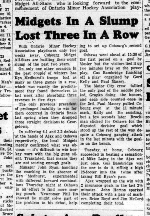 1965-02-03 Hockey - Boys - Cobourg Midget All-Stars - Ontario Minor Hockey Association Playdowns