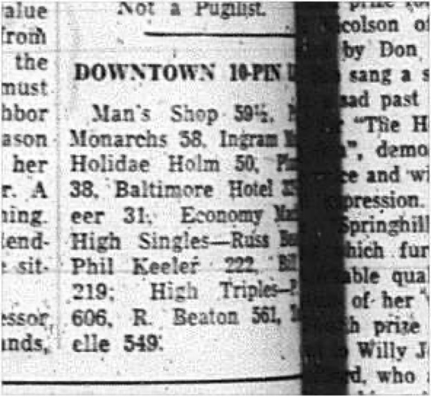 1965-02-10 Bowling - Men - Cobourg Mens Bowling League - 10-Pin