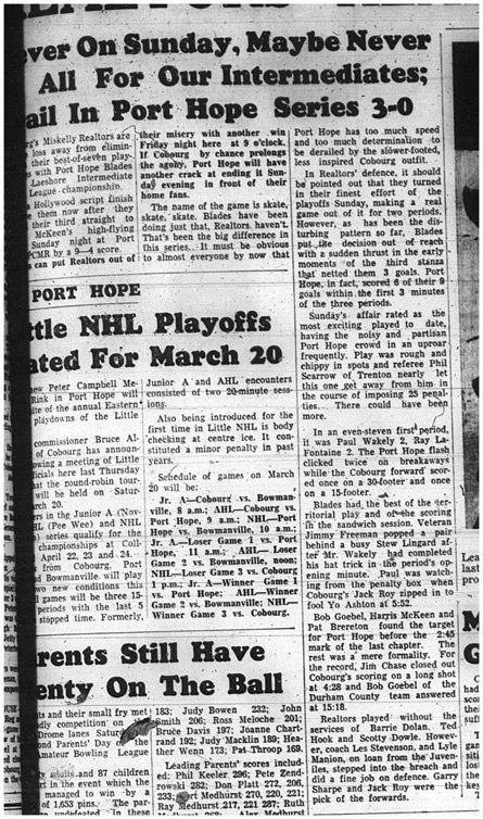 1965-02-10 Hockey - Boys - Lakeshore Intermediate Hockey League - Cobourg Miskelly Realtors Vs. Port Hope Blades