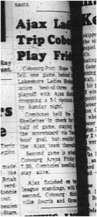 1965-02-17 Hockey - Ladies - Lakeshore Ladies Hockey League - Cobourg-Port-Hope Combines Vs. Ajax