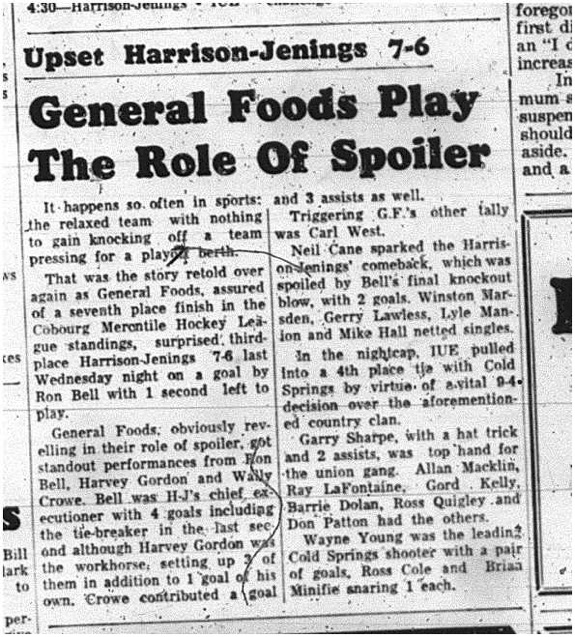 1965-02-17 Hockey - men - Cobourg Mercantile Hockey League - General Foods
