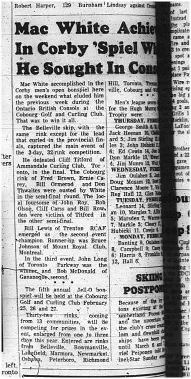 1965-02-24 Curling - Men - Cobourg Golf and Curling Club - Open Bonspiel