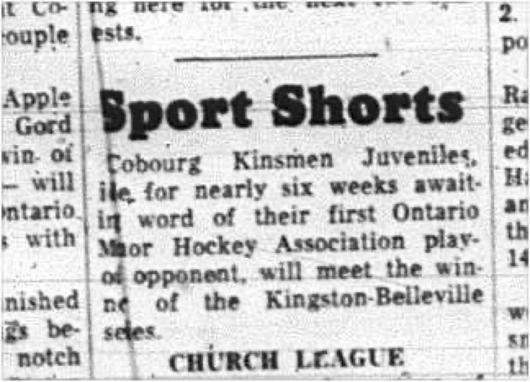 1965-02-24 Hockey - Boys - Cobourg Kinsmen Juveniles - Sport Shorts
