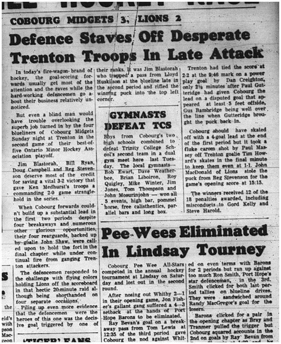 1965-02-24 Hockey - Boys - Cobourg Midgets Vs. Trenton Lions