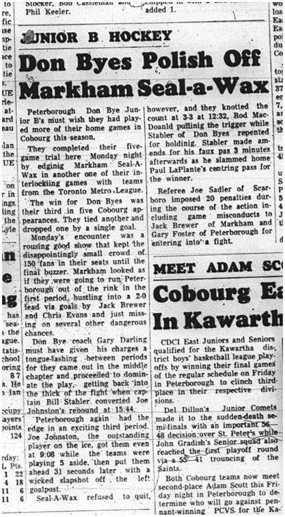 1965-02-24 Hockey - Boys - Junior Bs - Don Byes Vs. Markham