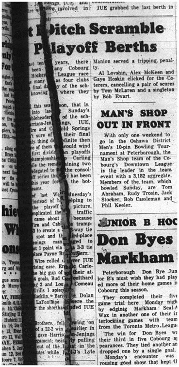 1965-02-24 Hockey - Men - Cobourg Mercantile Hockey League - Playoffs