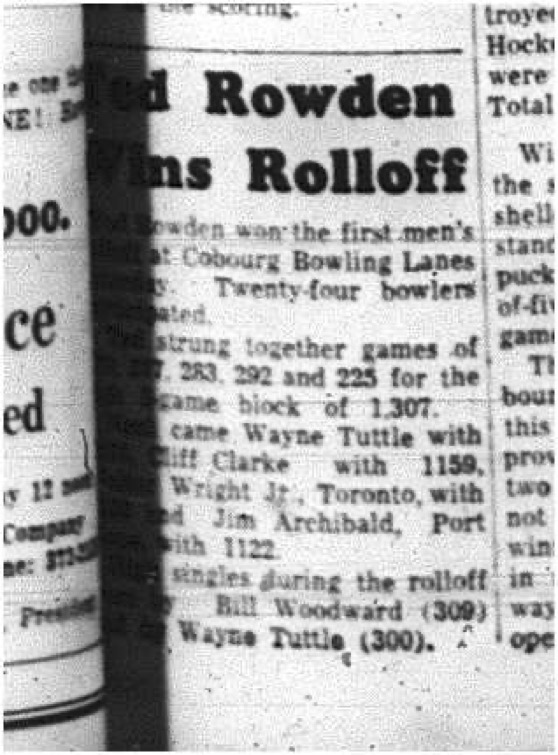 1965-03-03 Bowling - Men - Cobourg Mens Bowling League - Rolloff