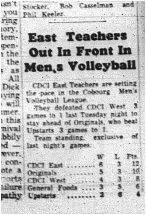1965-03-03 Volleyball - Men - Cobourg Mens Volleyball League - CDCI East Vs. CDCI East