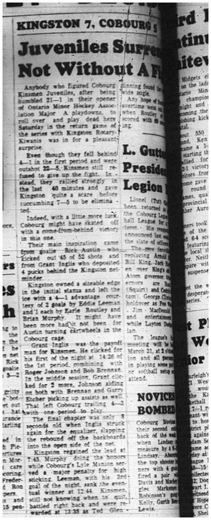 1965-03-10 Hockey - Boys - Cobourg Kinsmen Juveniles Vs. Kingston - OMHA