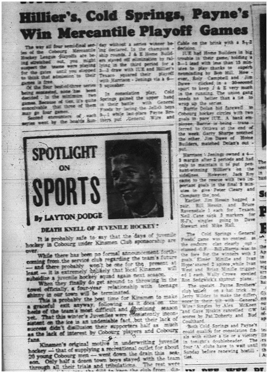 1965-03-10 Hockey - Men - Cobourg Mercantile Hockey League - Playoff Games