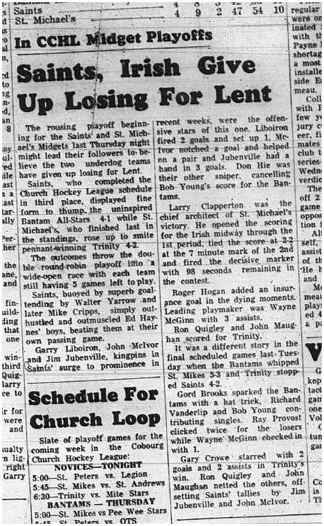1965-03-17 Hockey - Boys - CCHL - Midget Playoffs - Saints Vs. St. Michaels