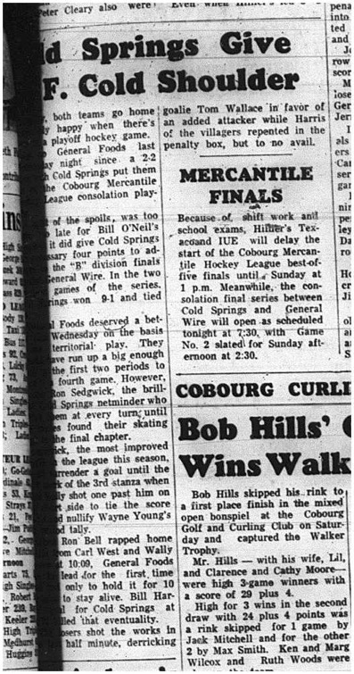 1965-03-17 Hockey - Men - Cobourg Mercantile Hockey League - Cold Springs Vs. General Foods