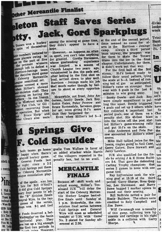 1965-03-17 Hockey - Men - Cobourg Mercantile Hockey League - Finalist