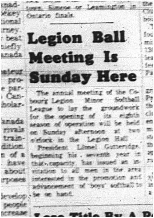 1965-03-17 Softball - Boys - Cobourg Legion Minor Softball League - Meeting