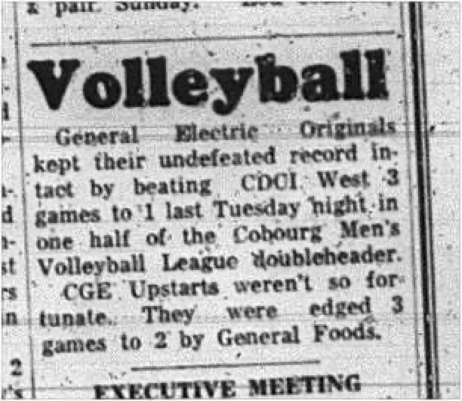 1965-03-17 Volleyball - Men - Cobourg Mens Volleyball League - General Electric Vs. CDCI West