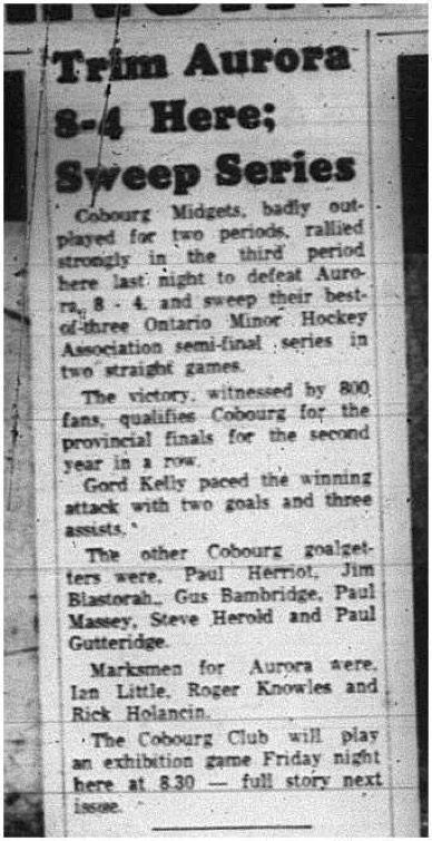 1965-03-24 Hockey - Boys - CCHL - Cobourg Midgets - Ontario Minor Hockey Association